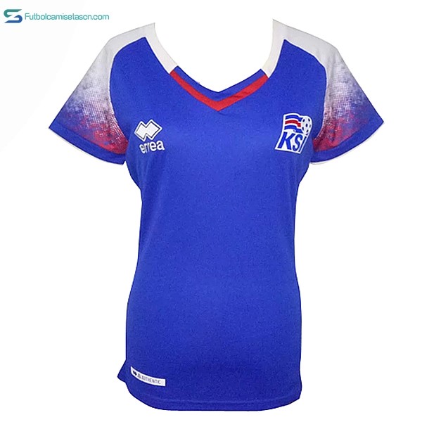 Camiseta Islandia 1ª Mujer 2018 Azul